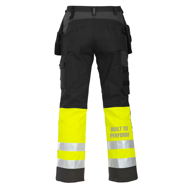 Safety work trousers, black/grey/yellow